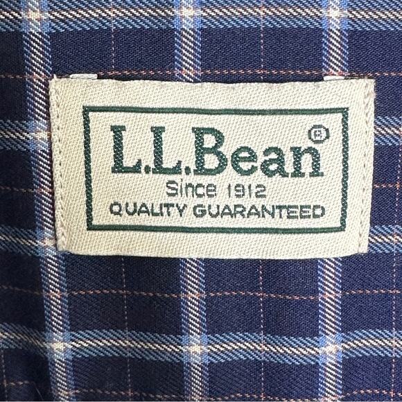 LL Bean Men’s Short Sleeve Cotton Plaid Shirt Large Tall EUC - Picture 3 of 11